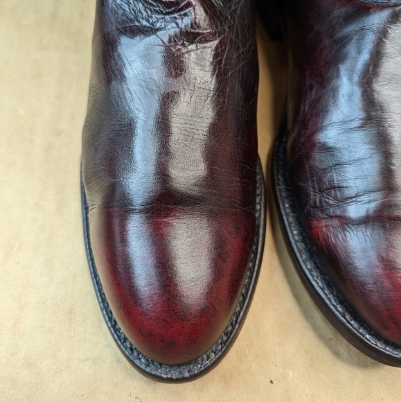 Lucchese Boots men's size 8.5D black cherry leather classic Western cowboy boots - Picture 4 of 13